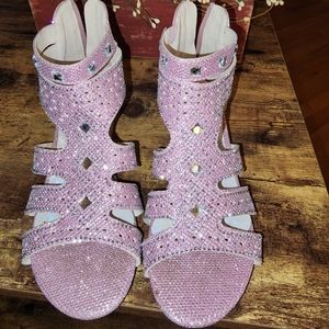 Cliivour Girls High Heels Dress Pump Sandals Glitter